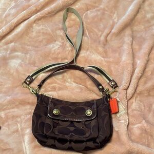 Coach Dark Brown Shoulder Bag with Gold Accents